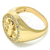 Oro Laminado Mens Ring, Gold Filled Style San Benito Design, with White Cubic Zirconia, Polished, Golden Finish, 01.283.0002.10 (Size 10)