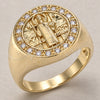 Oro Laminado Mens Ring, Gold Filled Style San Benito Design, with White Cubic Zirconia, Polished, Golden Finish, 01.283.0002.10 (Size 10)