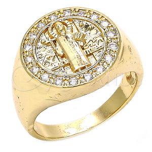 Gold Filled Ring — Mens Ring San Benito Design with White Cubic — main product view — SKU 123950 | Oro Laminado anillo — Mens Ring San Benito diseño with blanco Cubic — SKU 123950