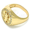 Oro Laminado Mens Ring, Gold Filled Style San Benito Design, with White Cubic Zirconia, Polished, Golden Finish, 01.283.0002.12 (Size 12)