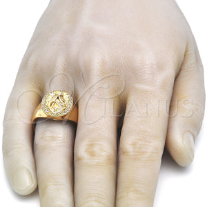Gold Filled Ring — Mens Ring Altagracia Design with White Cubic Zirconia — main product view — SKU 123954 | Oro Laminado anillo — Mens Ring Altagracia diseño with blanco Cubic Zirconia — SKU 123954