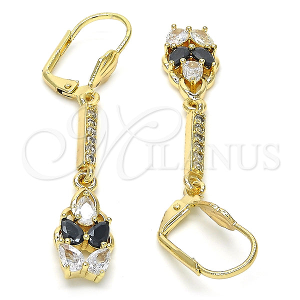 Gold Filled Ring — Long Earring Teardrop Design with Black and White — alternate product view — SKU 123981 | Oro Laminado anillo — Long Earring Teardrop diseño with negro and blanco — SKU 123981