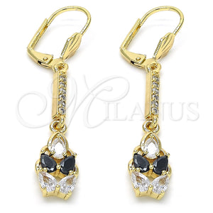 Gold Filled Ring — Long Earring Teardrop Design with Black and White — main product view — SKU 123981 | Oro Laminado anillo — Long Earring Teardrop diseño with negro and blanco — SKU 123981