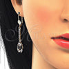 Oro Laminado Earring and Pendant Adult Set, Gold Filled Style Teardrop Design, with Black and White Cubic Zirconia, Polished, Golden Finish, 10.210.0085.1