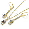 Oro Laminado Earring and Pendant Adult Set, Gold Filled Style Teardrop Design, with Black and White Cubic Zirconia, Polished, Golden Finish, 10.210.0085.1