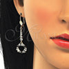 Oro Laminado Earring and Pendant Adult Set, Gold Filled Style Butterfly Design, with Black and White Cubic Zirconia, Polished, Golden Finish, 10.210.0090.2