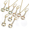 Oro Laminado Earring and Pendant Adult Set, Gold Filled Style Butterfly Design, with Black and White Cubic Zirconia, Polished, Golden Finish, 10.210.0090.2