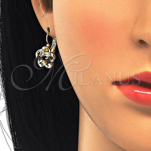 Gold Filled Ring — Leverback Earring Flower and Baguette Design with Black — main product view — SKU 124038 | Oro Laminado anillo — Leverback Earring flor and Baguette diseño with negro — SKU 124038