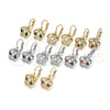 Oro Laminado Leverback Earring, Gold Filled Style Flower and Baguette Design, with Black and White Cubic for wholesale, additional product view 7