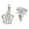 Rhodium Gold Filled Leverback Earring, Flower and Baguette Design, with White Cubic Zirconia, Polished, Rhodium Finish, 02.210.0214.4