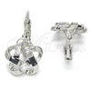 Rhodium Gold Filled Leverback Earring, Flower and Baguette Design, with Black and White Cubic Zirconia, Polished, Rhodium Finish, 02.210.0214.6