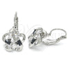 Rhodium Gold Filled Leverback Earring, Flower and Baguette Design, with Black and White Cubic Zirconia, Polished, Rhodium Finish, 02.210.0214.6
