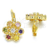 Oro Laminado Leverback Earring, Gold Filled Style with Multicolor Cubic Zirconia, Polished, Golden Finish for wholesale, additional product view 5