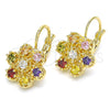 Oro Laminado Leverback Earring, Gold Filled Style with Multicolor Cubic Zirconia, Polished, Golden Finish for wholesale, additional product view 6
