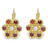 Oro Laminado Leverback Earring, Gold Filled Style with Garnet and White Cubic Zirconia, Polished, Golden for wholesale, additional product view 4