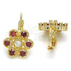 Oro Laminado Leverback Earring, Gold Filled Style with Garnet and White Cubic Zirconia, Polished, Golden for wholesale, additional product view 5