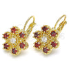 Oro Laminado Leverback Earring, Gold Filled Style with Garnet and White Cubic Zirconia, Polished, Golden for wholesale, additional product view 6