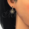 Oro Laminado Leverback Earring, Gold Filled Style with Black and White Cubic Zirconia, Polished, Golden Finish, 02.210.0215.3
