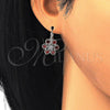 Rhodium Gold Filled Leverback Earring, with Garnet and White Cubic Zirconia, Polished, Rhodium Finish, 02.210.0215.5