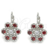 Rhodium Gold Filled Leverback Earring, with Garnet and White Cubic Zirconia, Polished, Rhodium Finish, 02.210.0215.5