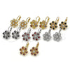 Rhodium Gold Filled Leverback Earring, with Garnet and White Cubic Zirconia, Polished, Rhodium Finish, 02.210.0215.5