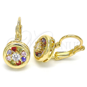 Gold Filled Ring — Leverback Earring Flower Design with Multicolor Cubic Zirconia — main product view — SKU 124064 | Oro Laminado anillo — Leverback Earring flor diseño with Multicolor Cubic Zirconia — SKU 124064