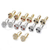 Oro Laminado Leverback Earring, Gold Filled Style Flower and Star Design, with Garnet and White Cubic Zirconia for wholesale, additional product view 7