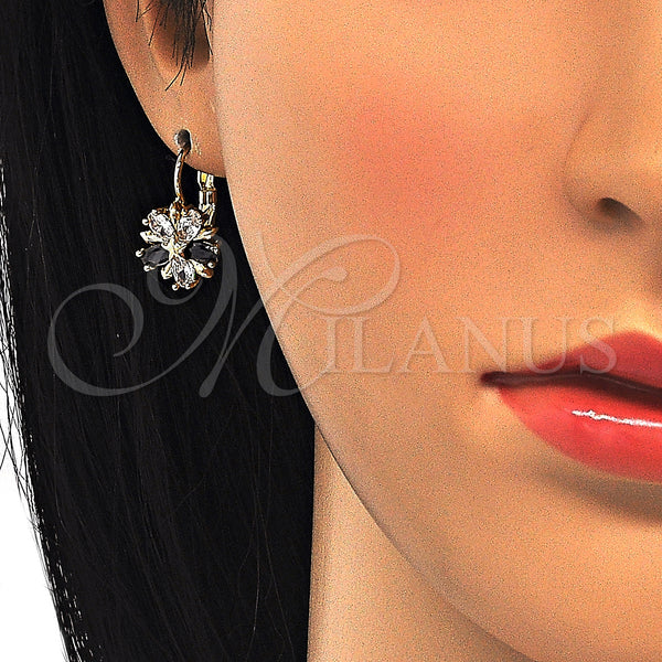Gold Filled Ring — Leverback Earring Flower and Star Design with Black — alternate product view — SKU 124094 | Oro Laminado anillo — Leverback Earring flor and estrella diseño with negro — SKU 124094