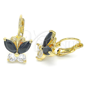 Gold Filled Ring — Leverback Earring Butterfly Design with Black and White — main product view — SKU 124118 | Oro Laminado anillo — Leverback Earring Butterfly diseño with negro and blanco — SKU 124118