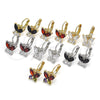 Oro Laminado Leverback Earring, Gold Filled Style Butterfly Design, with Black and White Cubic Zirconia, Polished, Golden Finish, 02.210.0220.3