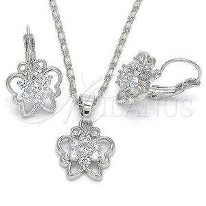 White Gold Filled Ring — Earring and Pendant Adult Set Butterfly and Flower — main product view — SKU 124133 | Oro Laminado Blanco anillo — Earring and Pendant Adult Set Butterfly and flor — SKU 124133
