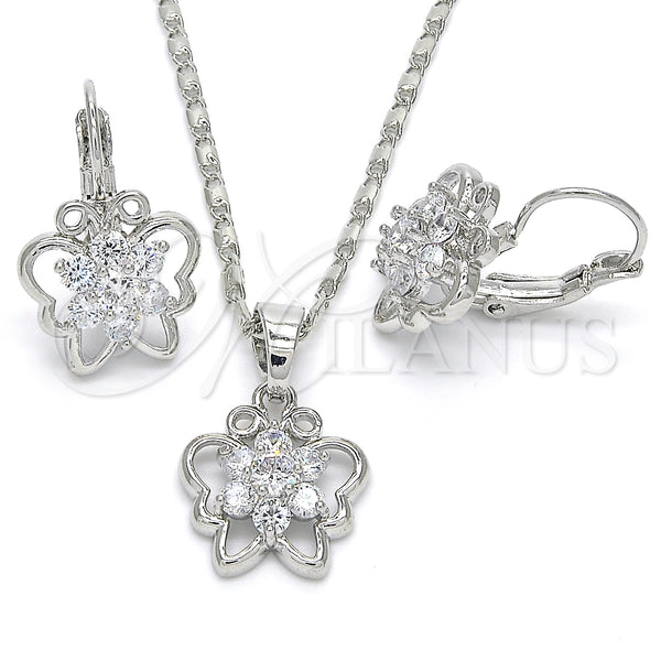 White Gold Filled Ring — Earring and Pendant Adult Set Butterfly and Flower — main product view — SKU 124133 | Oro Laminado Blanco anillo — Earring and Pendant Adult Set Butterfly and flor — SKU 124133