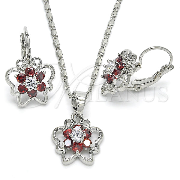 White Gold Filled Ring — Earring and Pendant Adult Set Butterfly and Flower — main product view — SKU 124134 | Oro Laminado Blanco anillo — Earring and Pendant Adult Set Butterfly and flor — SKU 124134