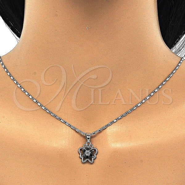 White Gold Filled Ring — Earring and Pendant Adult Set Butterfly and Flower — alternate product view — SKU 124135 | Oro Laminado Blanco anillo — Earring and Pendant Adult Set Butterfly and flor — SKU 124135