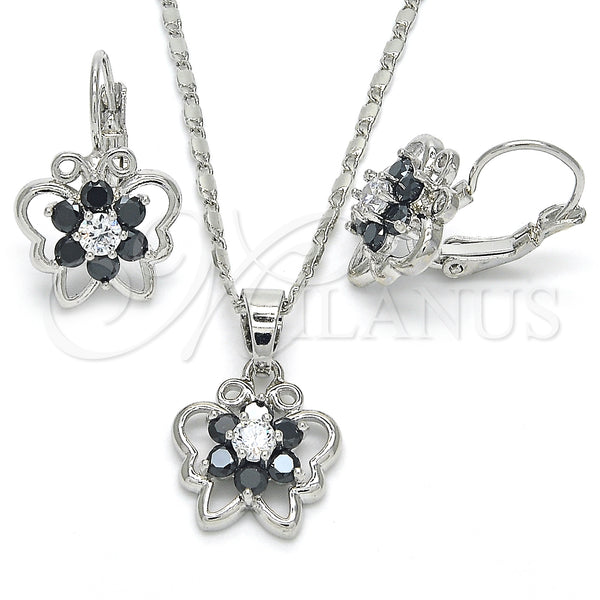 White Gold Filled Ring — Earring and Pendant Adult Set Butterfly and Flower — main product view — SKU 124135 | Oro Laminado Blanco anillo — Earring and Pendant Adult Set Butterfly and flor — SKU 124135