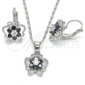 White Gold Filled Ring — Earring and Pendant Adult Set Butterfly and Flower — main product view — SKU 124135 | Oro Laminado Blanco anillo — Earring and Pendant Adult Set Butterfly and flor — SKU 124135