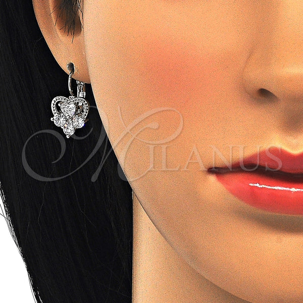 White Gold Filled Ring — Leverback Earring Heart Design with White Cubic Zirconia — alternate product view — SKU 124147 | Oro Laminado Blanco anillo — Leverback Earring corazón diseño with blanco Cubic Zirconia — SKU 124147