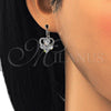 Rhodium Gold Filled Leverback Earring, Heart Design, with White Cubic Zirconia, Polished, Rhodium Finish, 02.210.0222.4