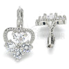 Rhodium Gold Filled Leverback Earring, Heart Design, with White Cubic Zirconia, Polished, Rhodium Finish, 02.210.0222.4