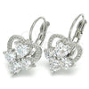 Rhodium Gold Filled Leverback Earring, Heart Design, with White Cubic Zirconia, Polished, Rhodium Finish, 02.210.0222.4