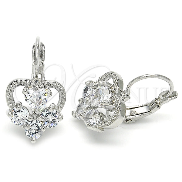White Gold Filled Ring — Leverback Earring Heart Design with White Cubic Zirconia — main product view — SKU 124147 | Oro Laminado Blanco anillo — Leverback Earring corazón diseño with blanco Cubic Zirconia — SKU 124147