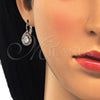 Oro Laminado Leverback Earring, Gold Filled Style Teardrop Design, with Multicolor Cubic Zirconia, Polished, Golden Finish, 02.210.0224.1