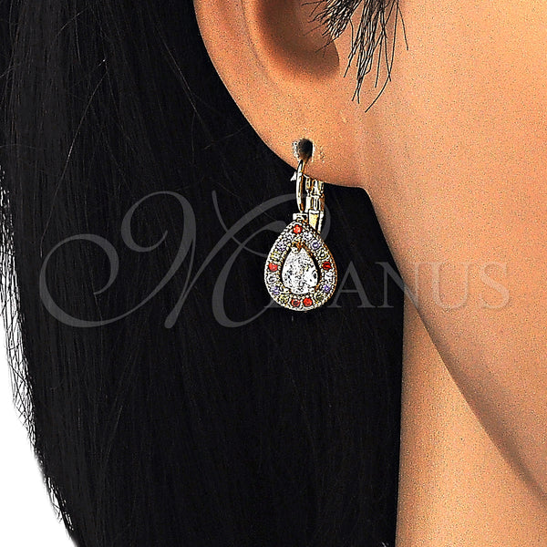 Gold Filled Ring — Leverback Earring Teardrop Design with Multicolor Cubic Zirconia — alternate product view — SKU 124172 | Oro Laminado anillo — Leverback Earring Teardrop diseño with Multicolor Cubic Zirconia — SKU 124172