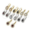 Oro Laminado Leverback Earring, Gold Filled Style Teardrop Design, with Multicolor Cubic Zirconia, Polished, Golden Finish, 02.210.0224.1