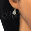 Oro Laminado Leverback Earring, Gold Filled Style with White Cubic Zirconia, Polished, Golden Finish, 02.210.0225