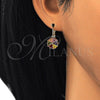 Oro Laminado Leverback Earring, Gold Filled Style with Multicolor Cubic Zirconia, Polished, Golden Finish for wholesale, additional product view 3