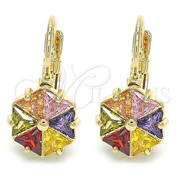 Gold Filled Ring — Leverback Earring with Multicolor Cubic Zirconia Polished 02. — main product view — SKU 124179 | Oro Laminado anillo — Leverback Earring with Multicolor Cubic Zirconia pulido 02. — SKU 124179