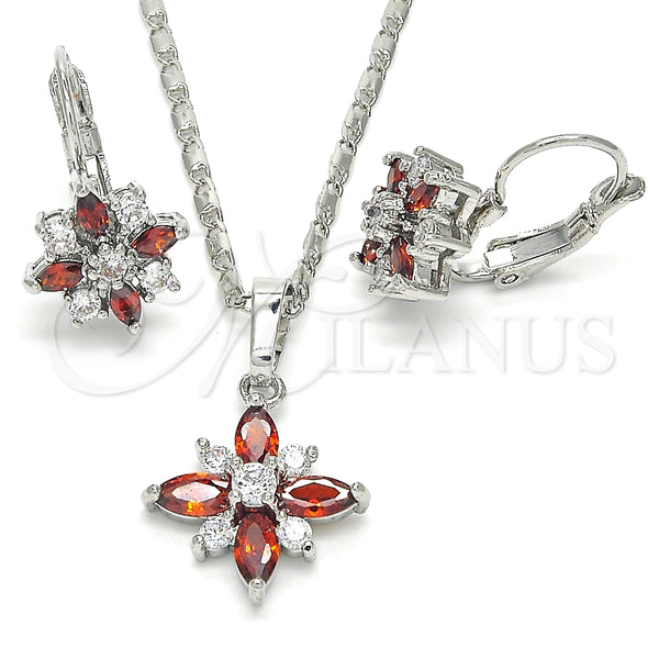 White Gold Filled Ring — Earring and Pendant Adult Set Flower Design with — main product view — SKU 124204 | Oro Laminado Blanco anillo — Earring and Pendant Adult Set flor diseño with — SKU 124204
