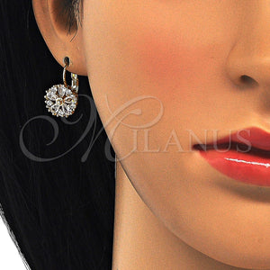 Gold Filled Ring — Leverback Earring Flower Design with White Cubic Zirconia — main product view — SKU 124206 | Oro Laminado anillo — Leverback Earring flor diseño with blanco Cubic Zirconia — SKU 124206
