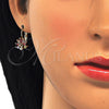 Oro Laminado Leverback Earring, Gold Filled Style Peacock Design, with Multicolor Cubic Zirconia, Polished, Golden Finish, 02.210.0229.1